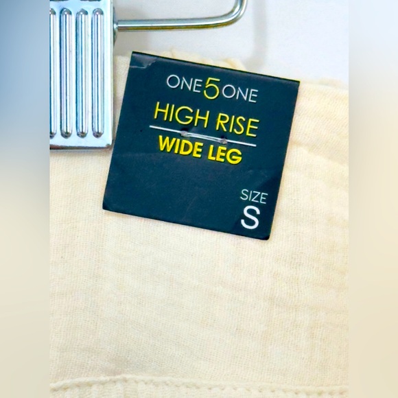 One 5 One -  Cream Gauze Pant High Rise Wide Leg Elastic Back Small NWT - Picture 4 of 8